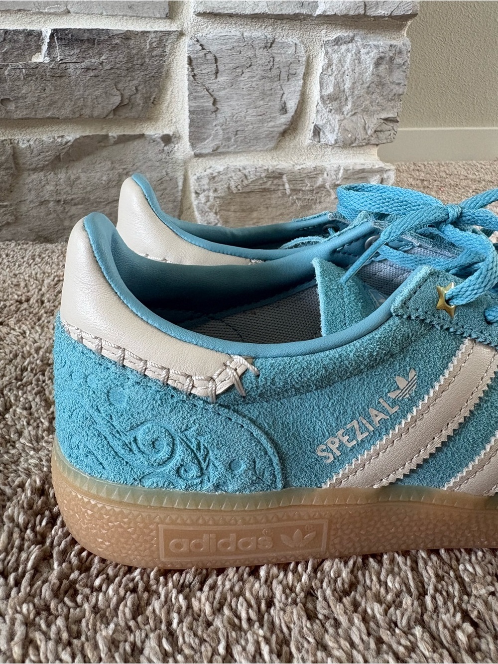 adidas Spezial Women’s Suede Sneakers in Teal with White Stripes - Picture 3 of 4